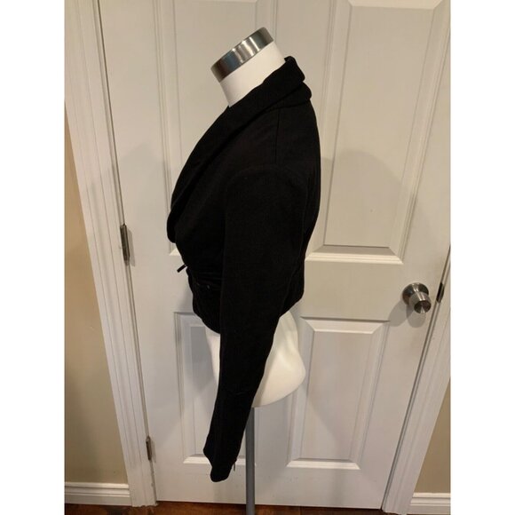 BCBG Max Azria  Black Cropped Jacket W/ Zipper Detail, Size XS - Picture 4 of 7